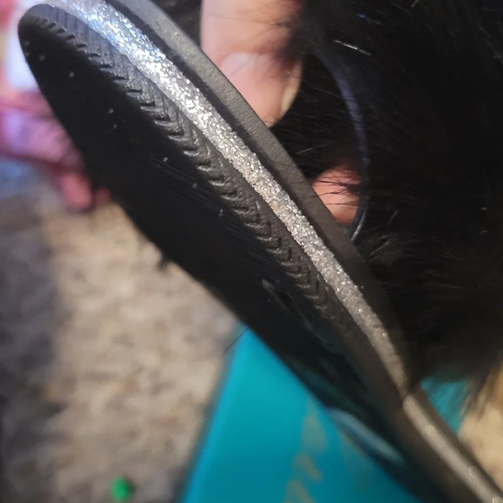 Lauren Lorraine NEW Fluffy Black‎ Slides Size Medium